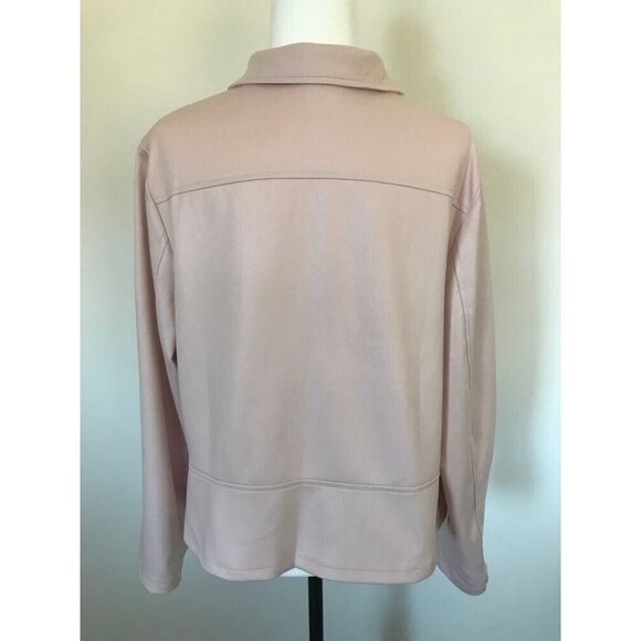 NWOT KIM & Co. Faux Leather Knit Moto Jacket Dusky Rose Size XXL 2XL - Picture 5 of 7